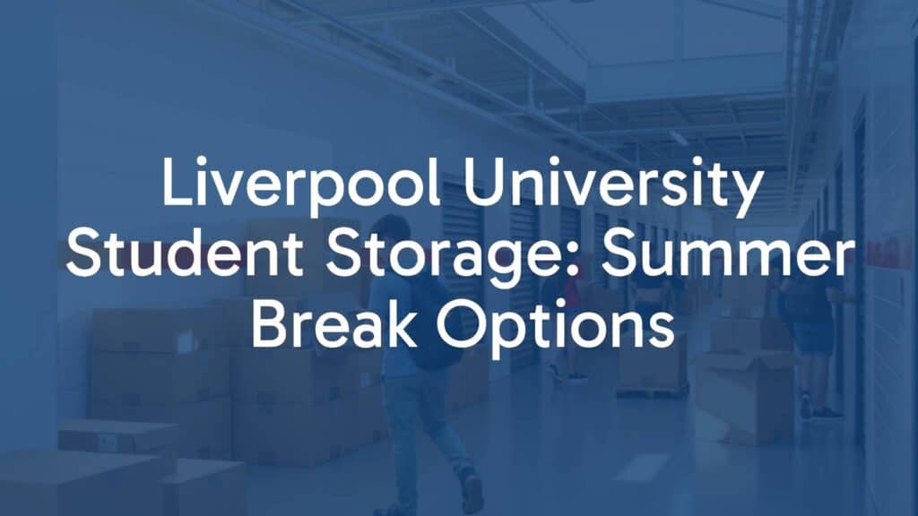 Modern student storage facility near Liverpool University, summer break scene, secure storage units, students packing boxes, bright and clean environment, realistic.