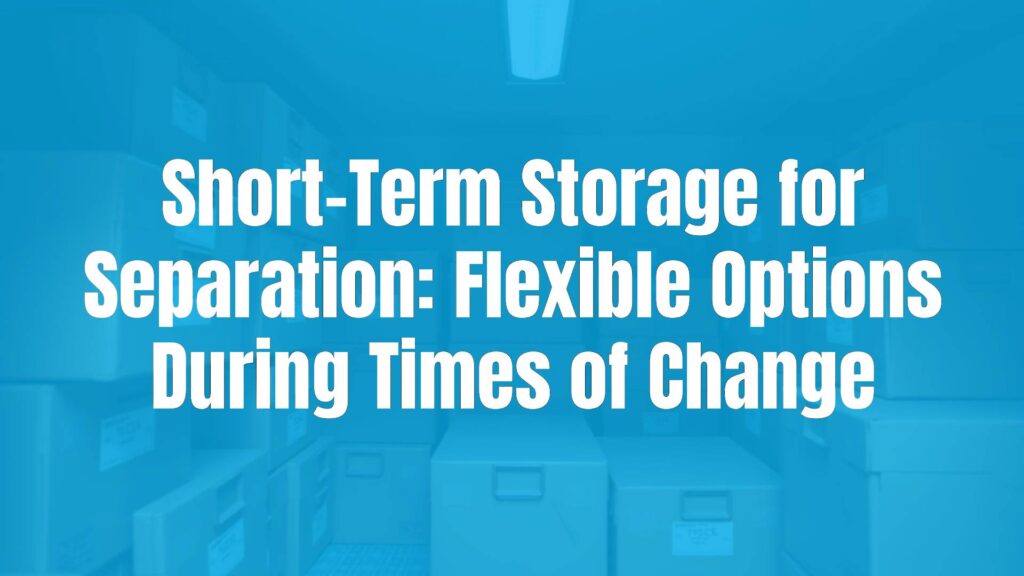 A neatly organized storage unit with labeled boxes, soft lighting, representing flexibility during life changes, realistic.